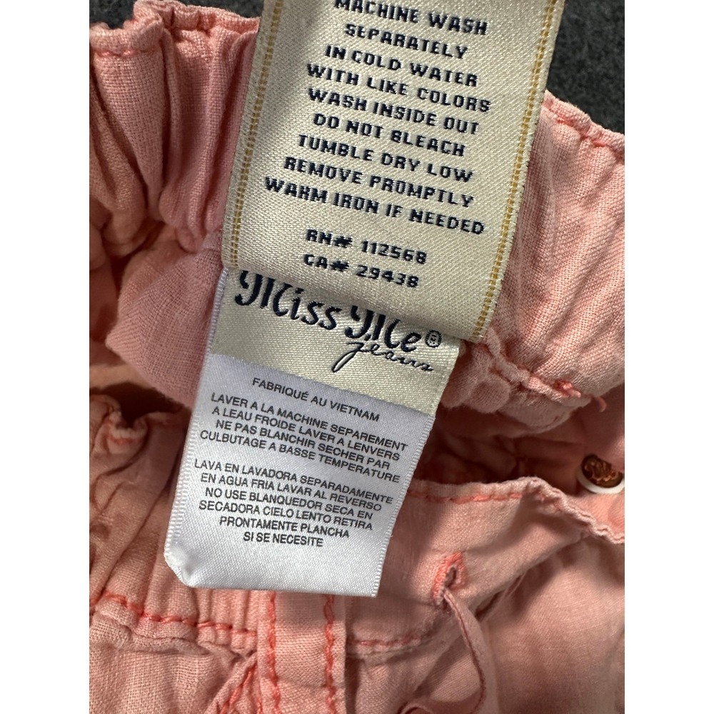 Miss Me Cargo 100% Linen Wide Leg Trouser Pants Coral Pink Small Lagonlook Beach - Picture 11 of 16